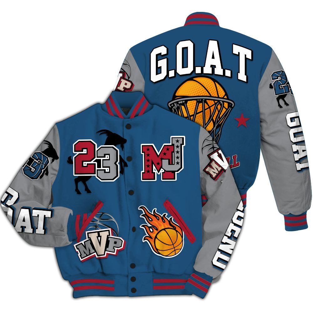 Varsity Jacket To Match Rare Air 3s Shirt, 23 Goat MVP Basketball All Over Print