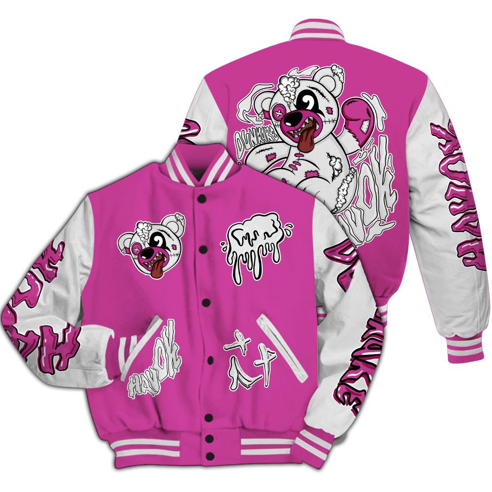 Varsity Jacket To Match Dunk Low Active Fuchsia - Havok Bear All Over Print