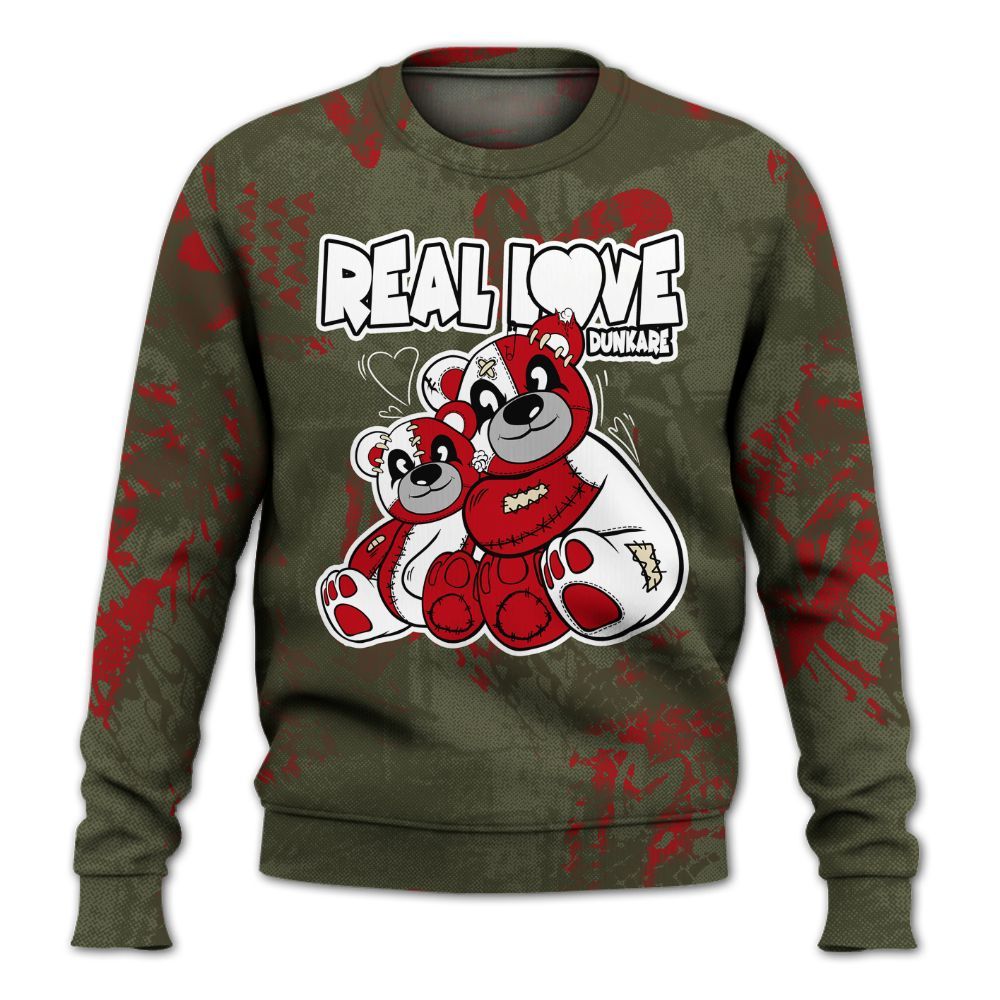 Sweatshirt To Match Low OG Medium Olive 1s - Sincere Fondness Bear All Over Print