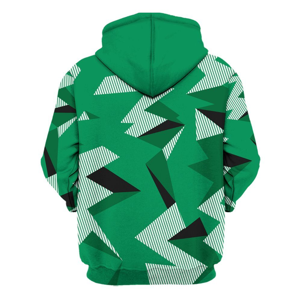 Hoodie To Match Mid Lucky Green 1s - Geometric Camouflage Pattern All Over Print