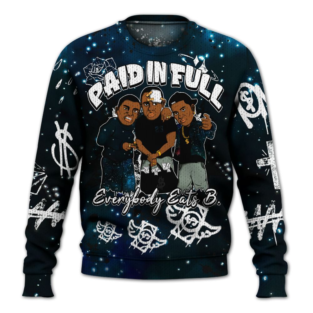 Knitted Sweater To Match Air Foamposite One Galaxy - Everybody Paid In Full Crayon