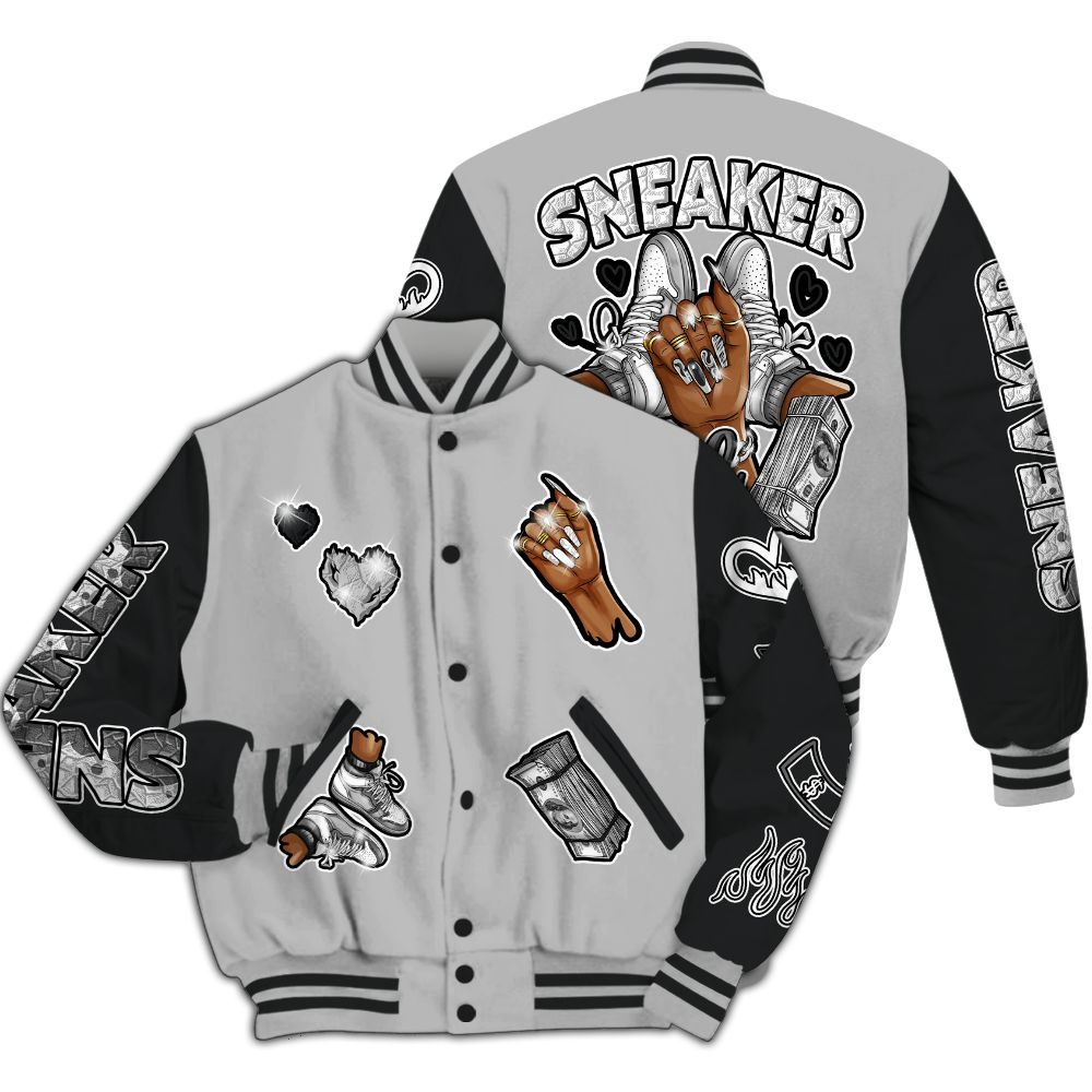 Varsity Jacket To Match Low 85 Metallic Black 1s - Sneakerz Girlz All Over Print