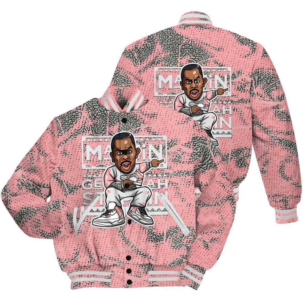 Varsity Jacket To Match Retro Wings 3s Shirt - Get Tag Sneakers Steppin' Graphic Crack All Over Print