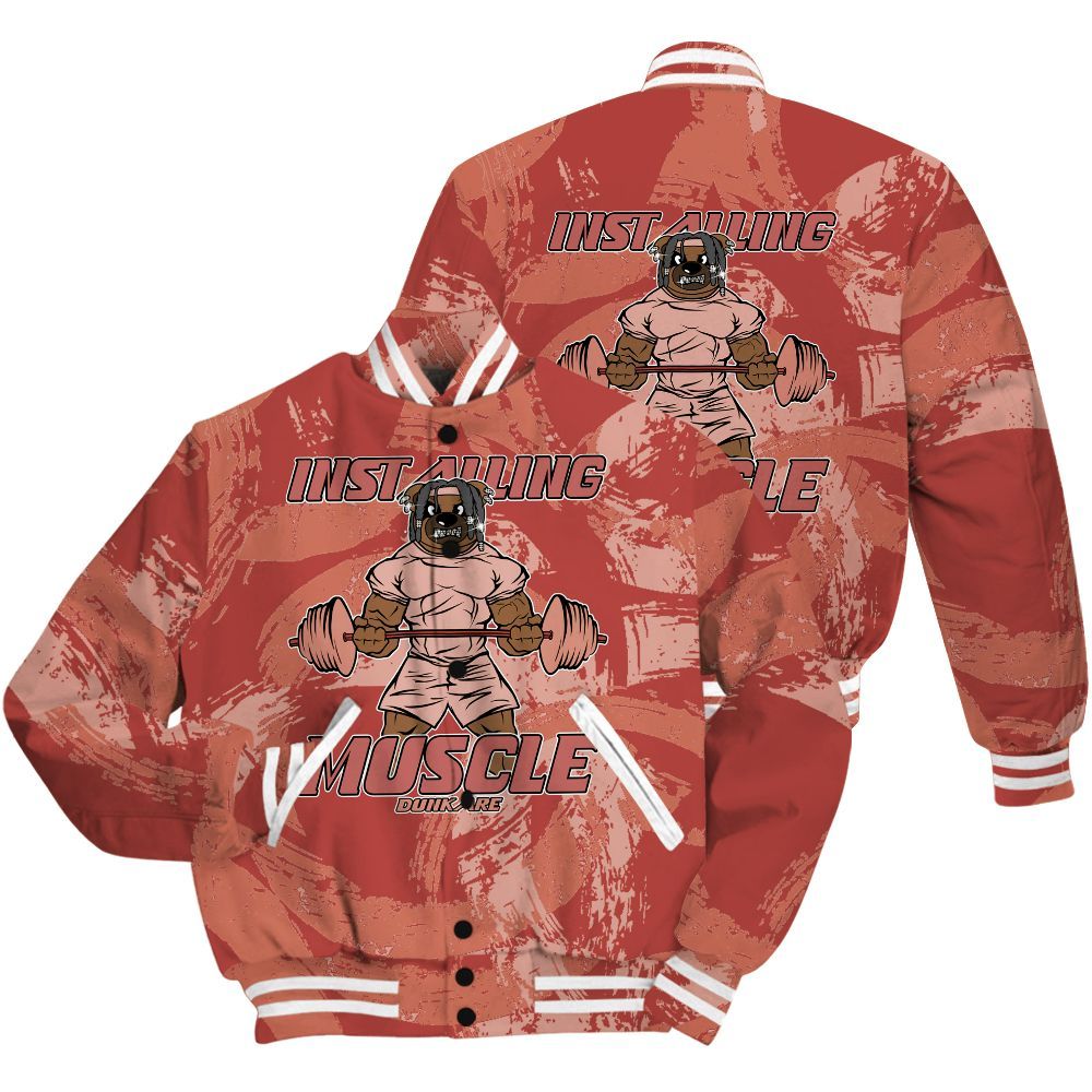 Varsity Jacket To Match Dune Red 13s Shirt - Installing Muscle Bear Circle Slpash All Over Print