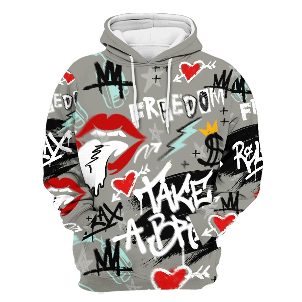 Hoodie To Match Low OG Year Of The Snake 1s - Take Break Freedom Graffiti Streetwear All Over Print