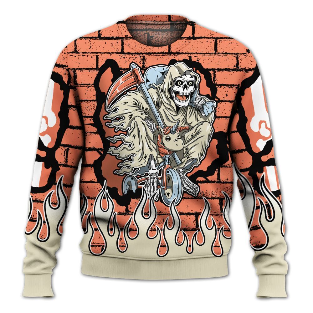 Sweatshirt To Match DJ Khaled Crimson Bliss 5s - Self Make Skeleton Crashed All Over Print