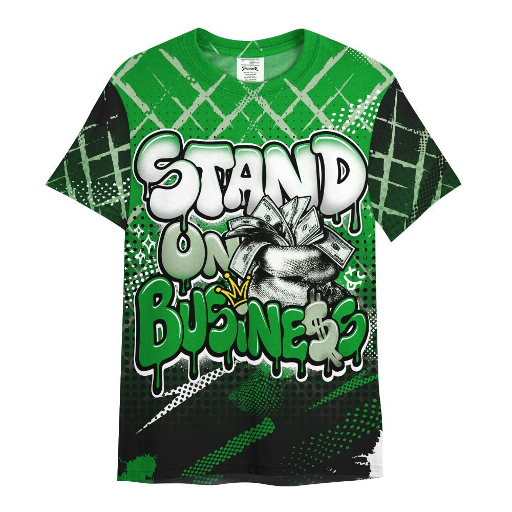Shirt To Match Green Spark CJ1 T-Rex - Halftone Stand Business Dripping All Over Print