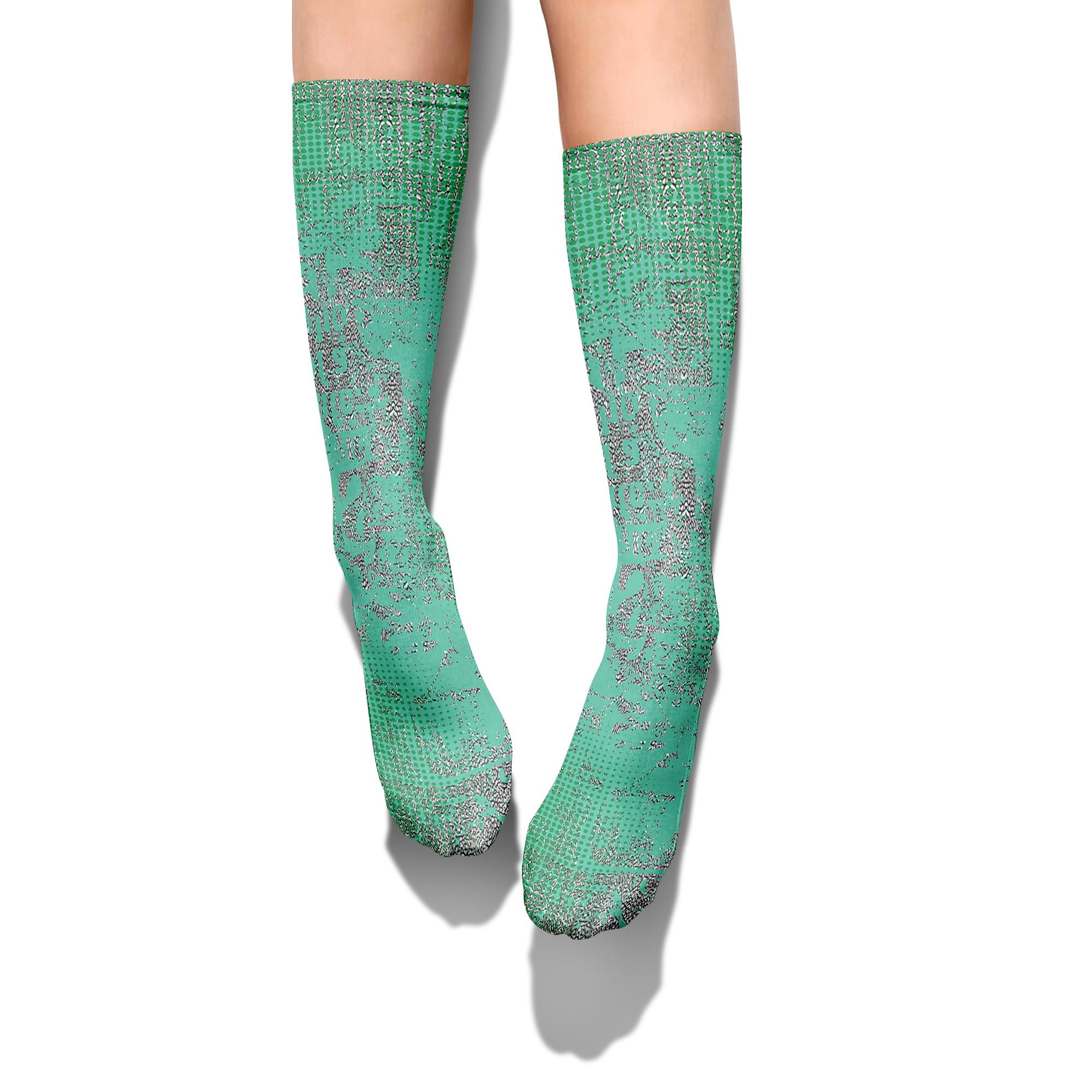 Sock To Match Black Green Glow 3s - Glitch Text Graphic Unisex