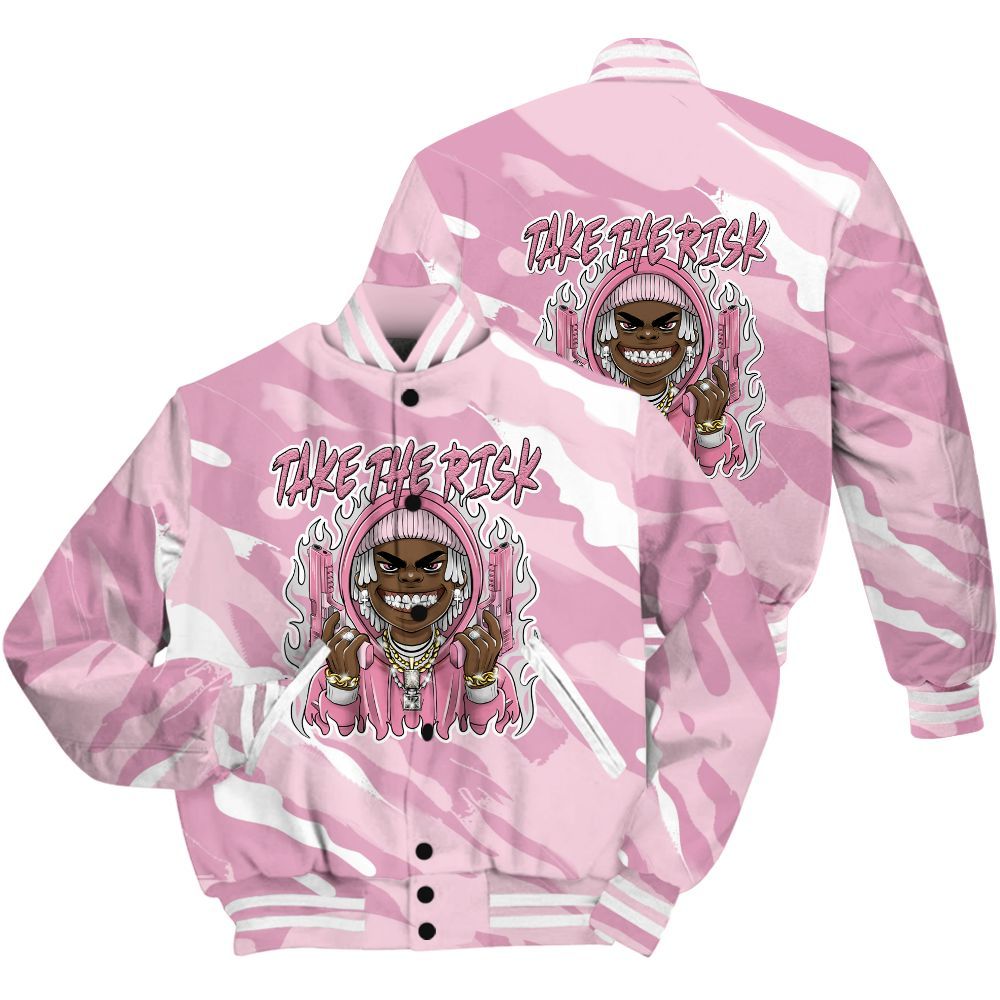 Varsity Jacket To Match Orchid 4s Shirt - Take The Risk Colored All Over Print