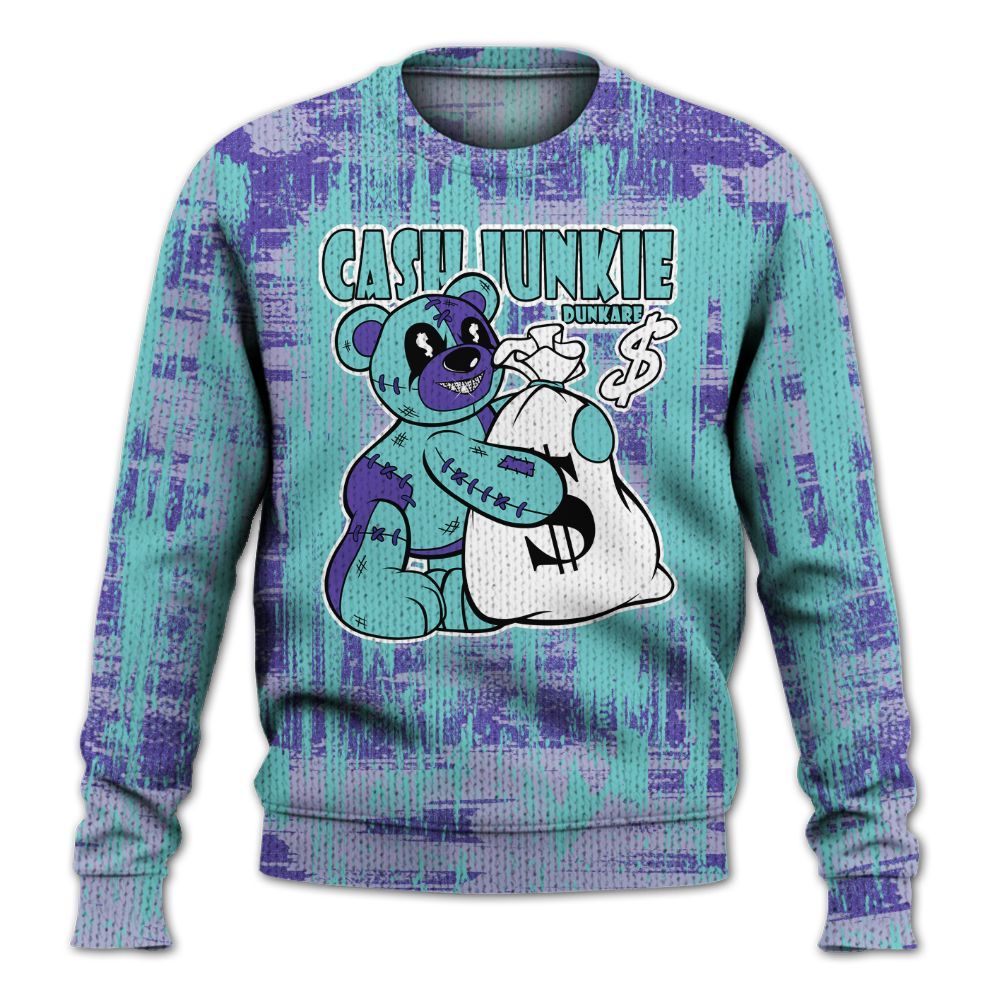 Knitted Sweater To Match Low Hornets 1s - Cashs Junkie Bear Glitch Art
