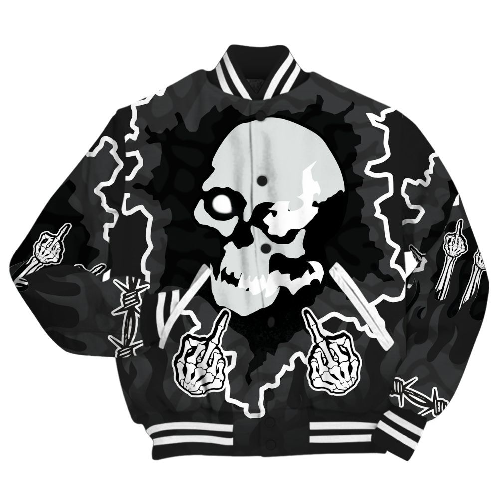 Varsity Jacket To Match Black Cat 3s - F Around Find Out Graphic Trapped All Over Print