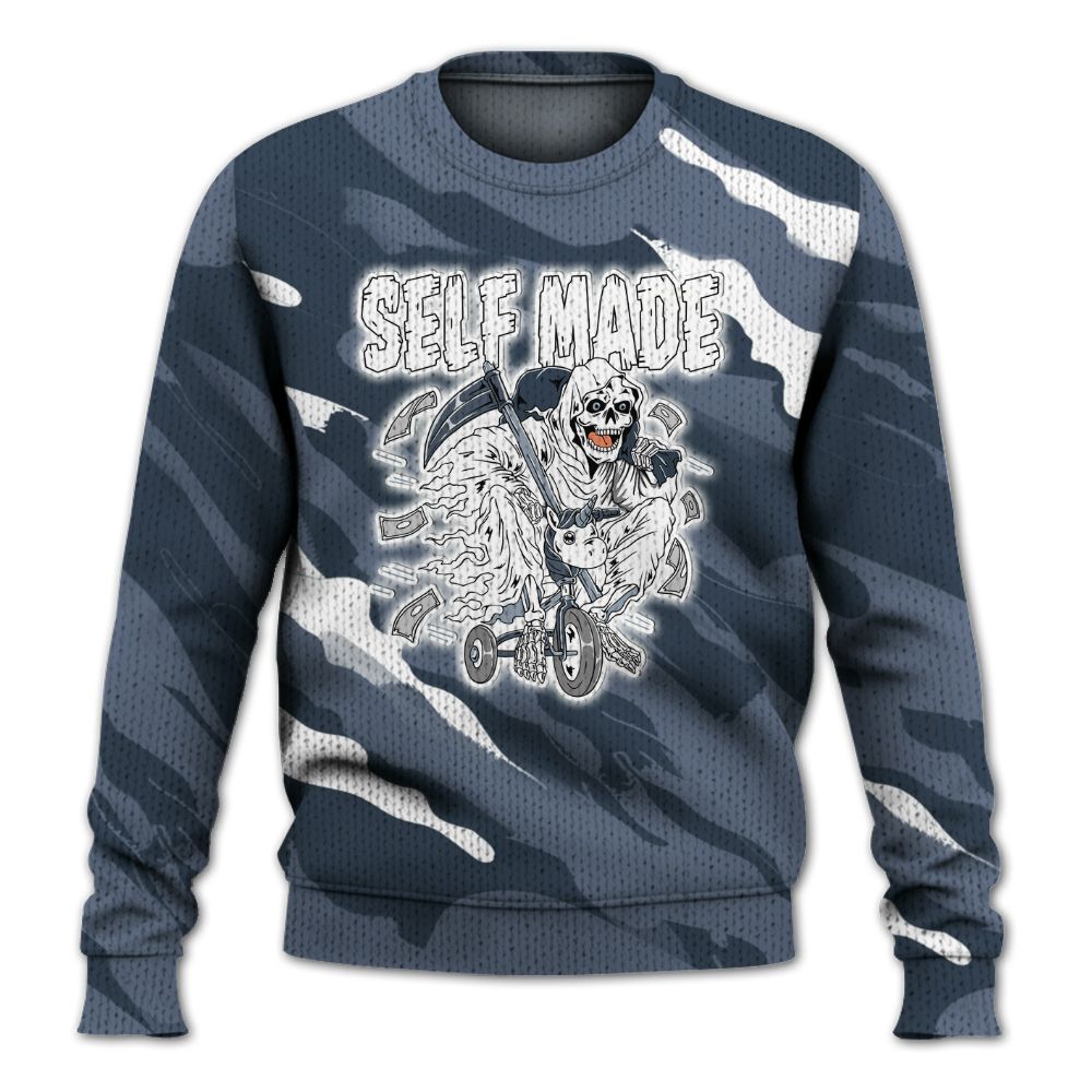 Knitted Sweater To Match Low Diffused Blue 11s - Self Make Skeleton Colored