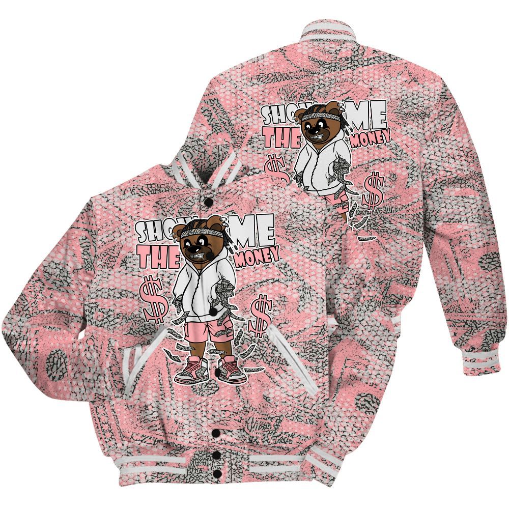 Varsity Jacket To Match Retro Wings 3s Shirt - Show Me Bear Banknotes Art All Over Print