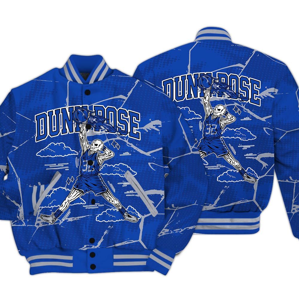 Varsity Jacket To Match Air Foamposite One Royal - Pose Skeleton Crack Varsity Jacket Unisex