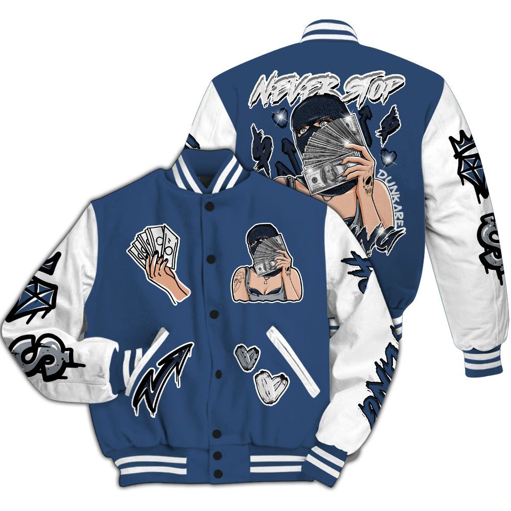 Varsity Jacket To Match Midnight Navy 4s - Hustling Unique All Over Print