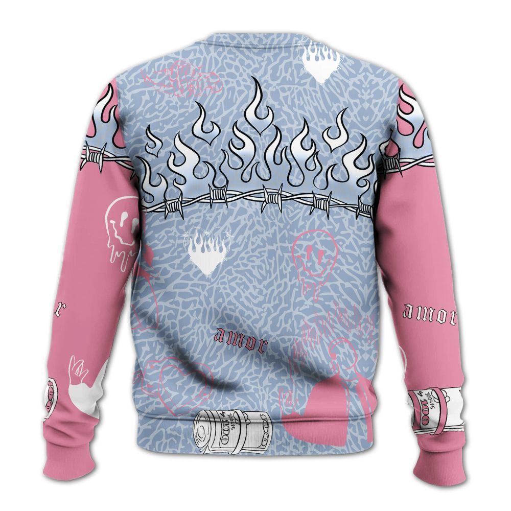 Sweatshirt To Match Denim Pink Glow 3s - Snake Trust No One All Over Print