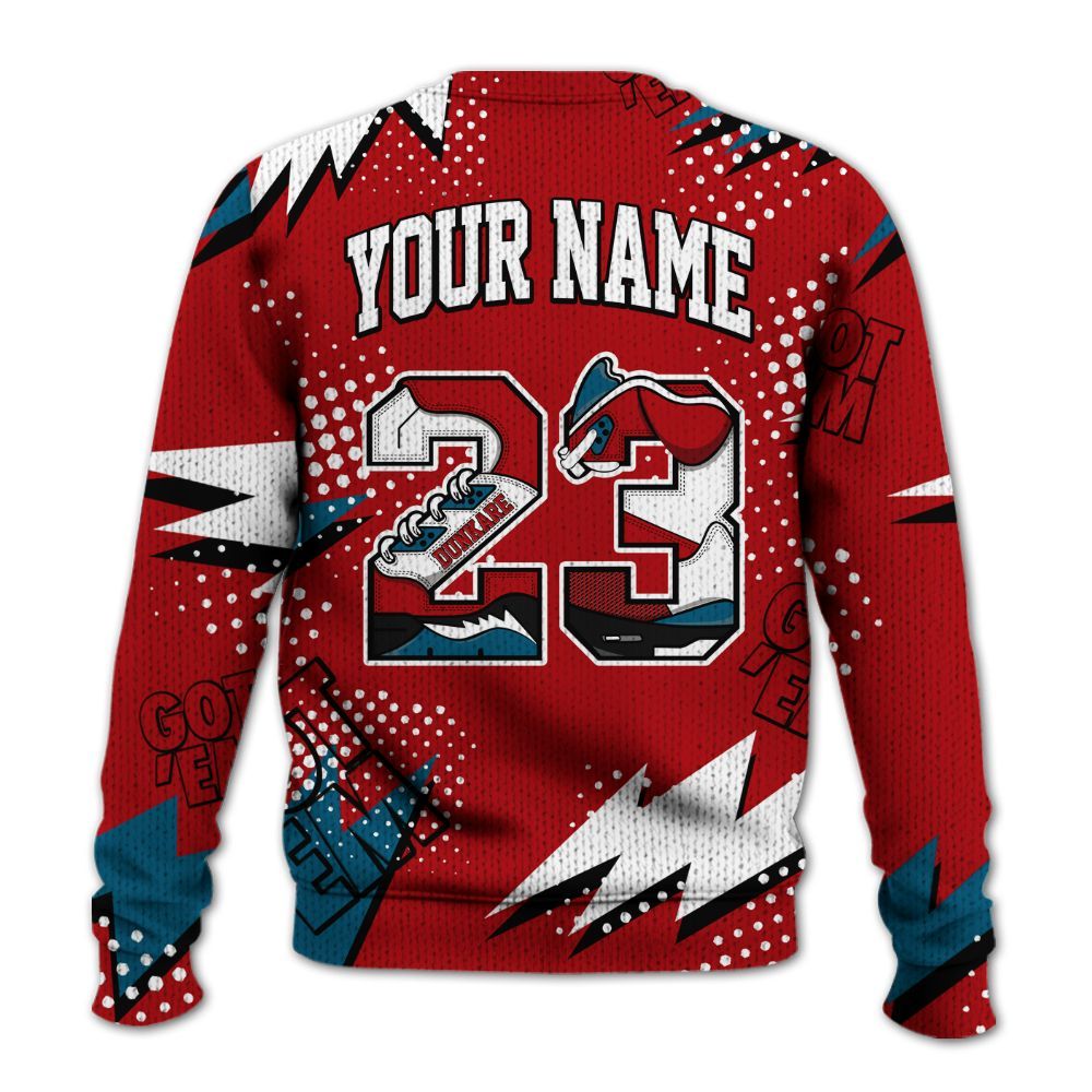 Knitted Sweater To Match OG Varsity Red 17s - Custom Name Number 23 5s