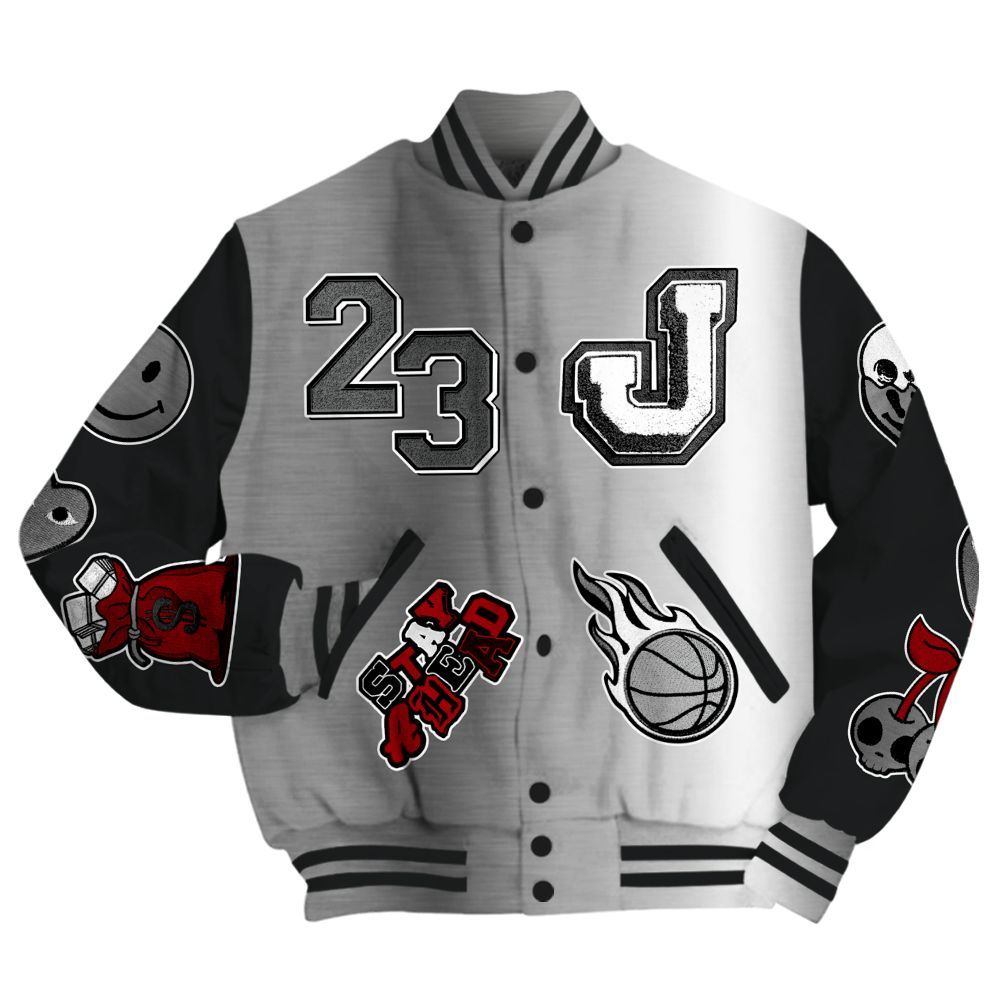Varsity Jacket To Match Metallic Silver 14s - Hustles Money Number 23 All Over Print