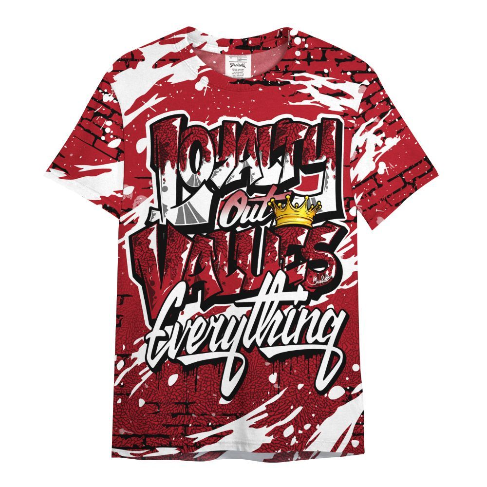 Shirt To Match Mid Red Cracked Leather 1s - Values Of Loyalty All Over Print