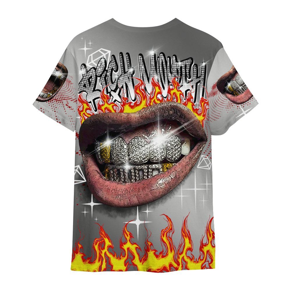Shirt To Match Metallic Silver 14s - Rich Mouth Fire Rap Retro 90s All Over Print