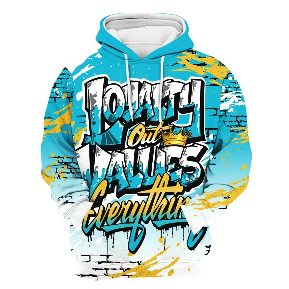 Hoodie To Match Retro Aqua 5s - Values Of Loyalty Drip All Over Print