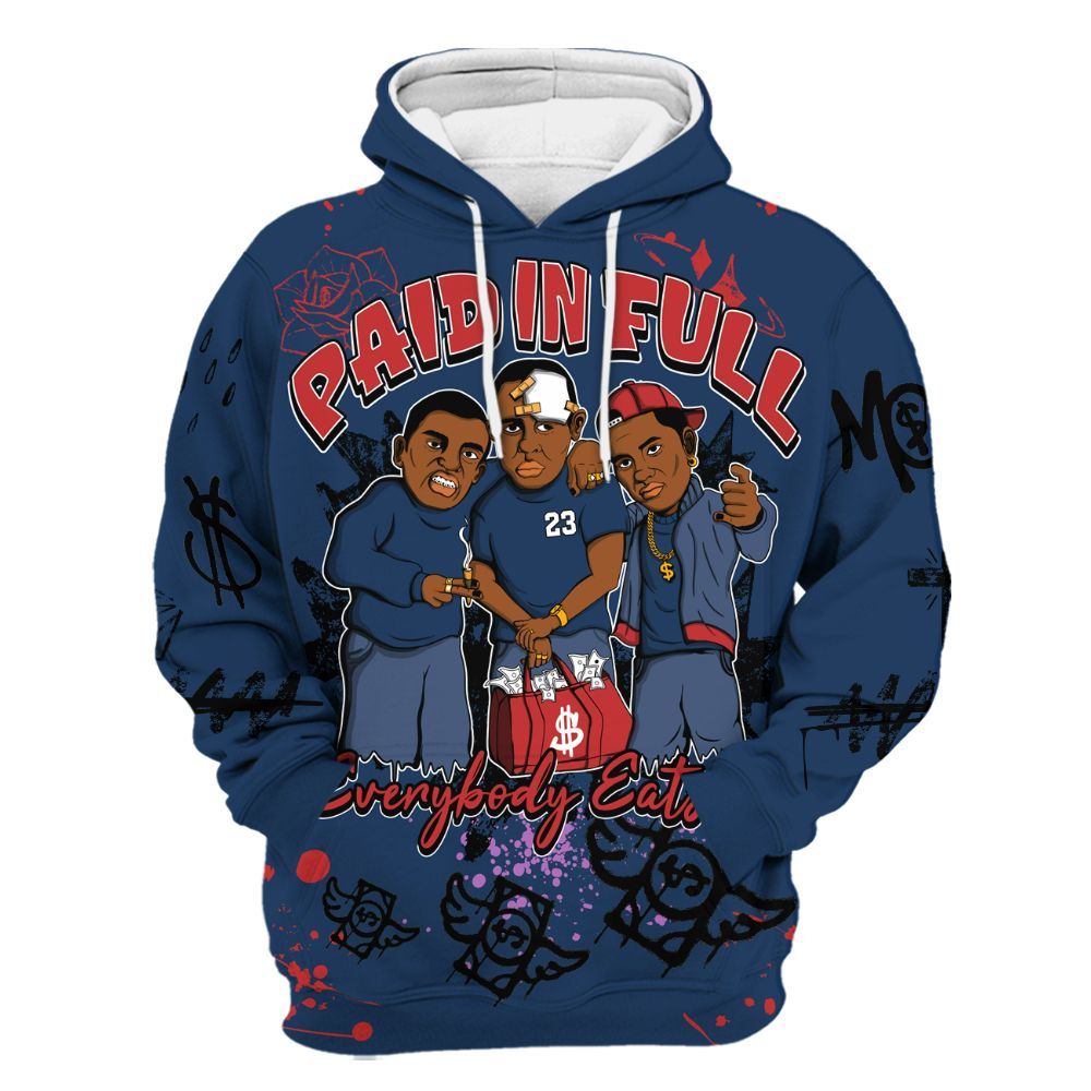 Hoodie To Match SP Sport Royal 3s - Everybody Paid In Full Crayon All Over Print