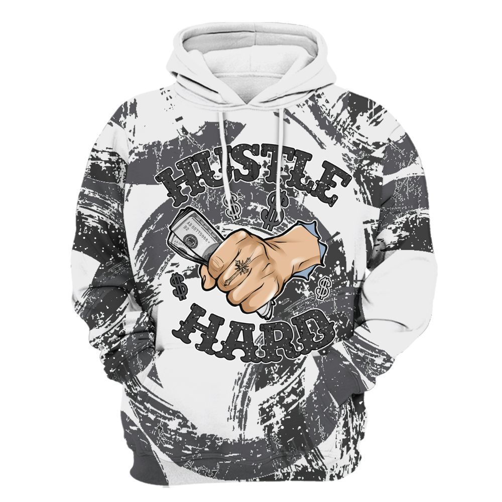 Hoodie To Match Reverse Black White 6s - Hustles Hard! Splash All Over Print