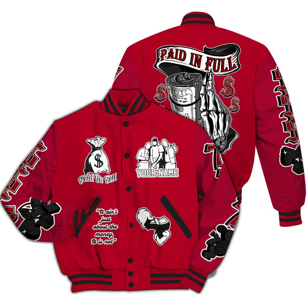 Varsity Jacket To Match Air Foamposite Pro Gym Red - Paid In Full Baseball Varsity Jacket Custom Name All Over Print