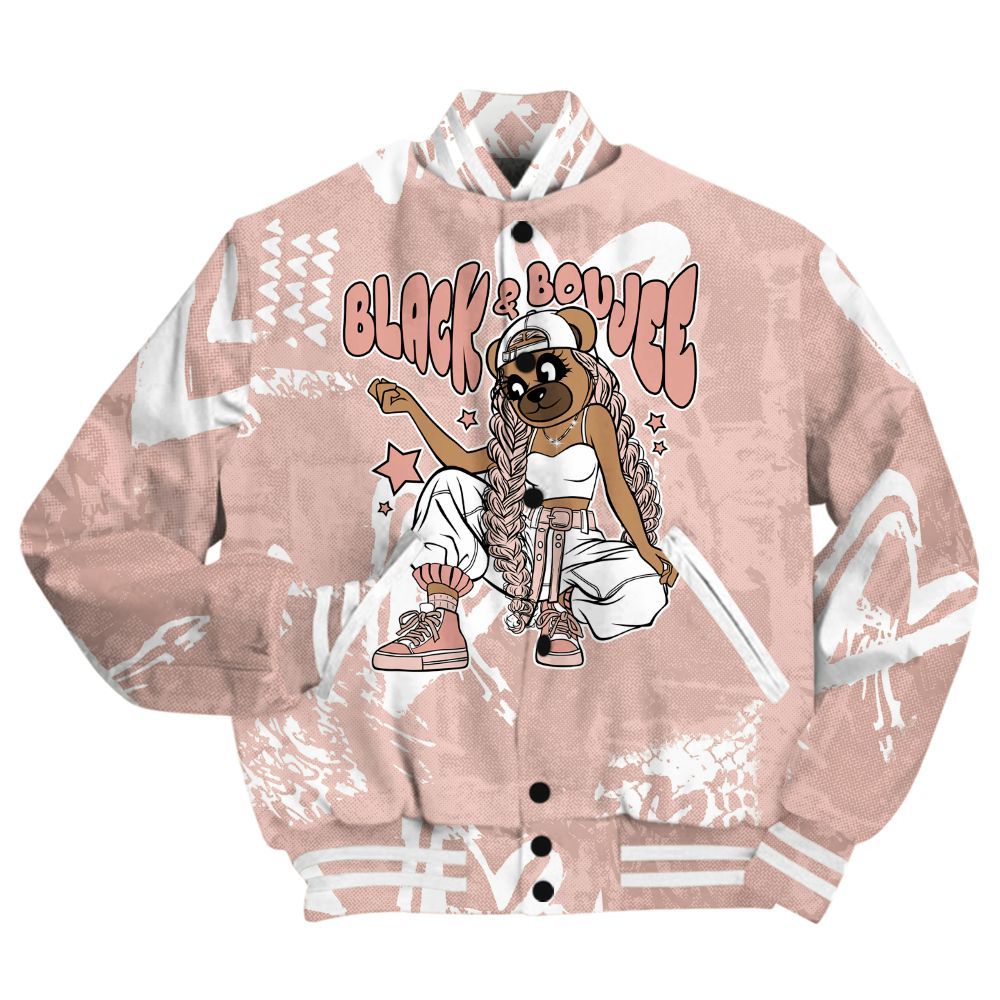 Varsity Jacket To Match Low Legend Pink 11s Shirt - Boujee Girls Bear Heart Grunge All Over Print