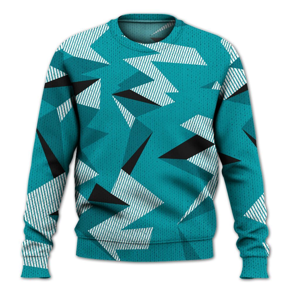 Knitted Sweater To Match Air Griffey Max Aquamarine 1s - Geometric Camouflage Pattern