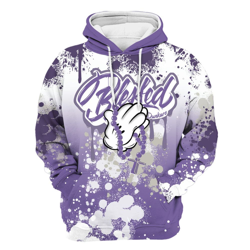 Hoodie To Match Dunk Low Black Raspberry - God Blessed Ink Drip All Over Print