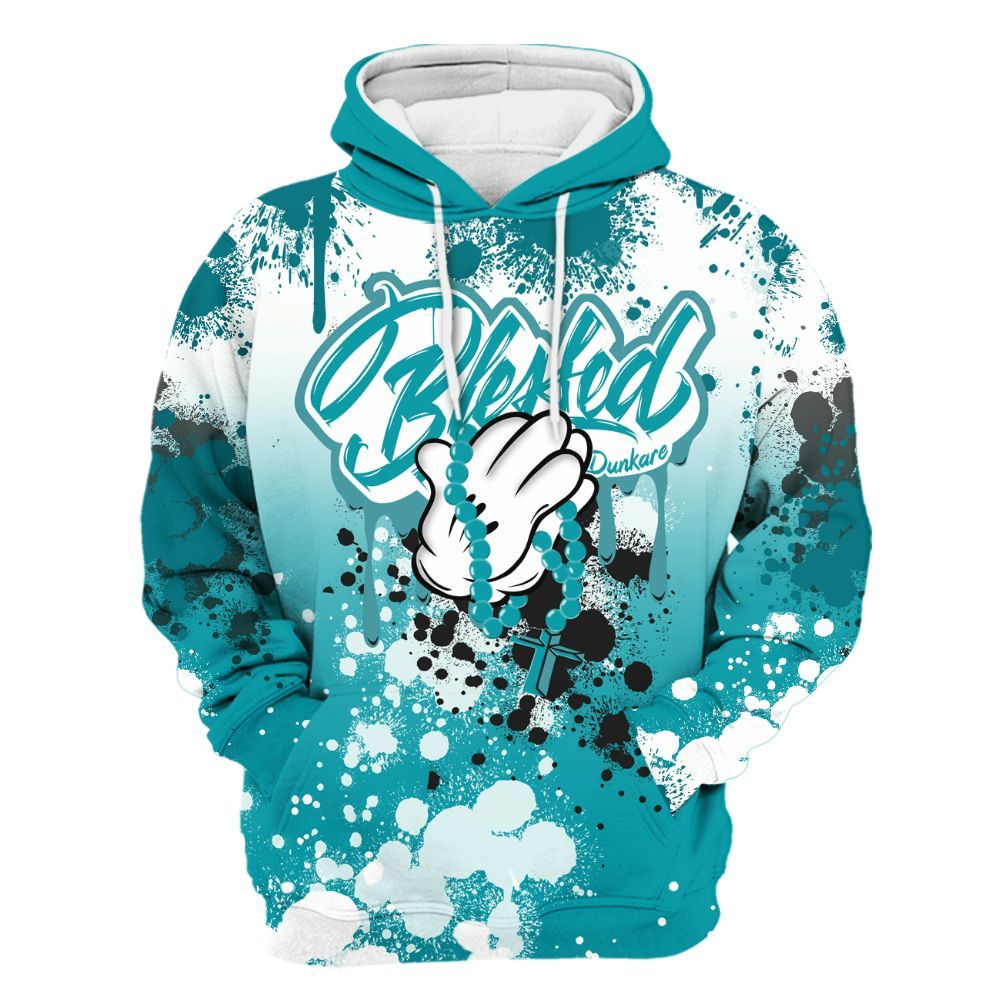 Hoodie To Match Air Griffey Max Aquamarine 1s - God Blessed Ink Drip All Over Print