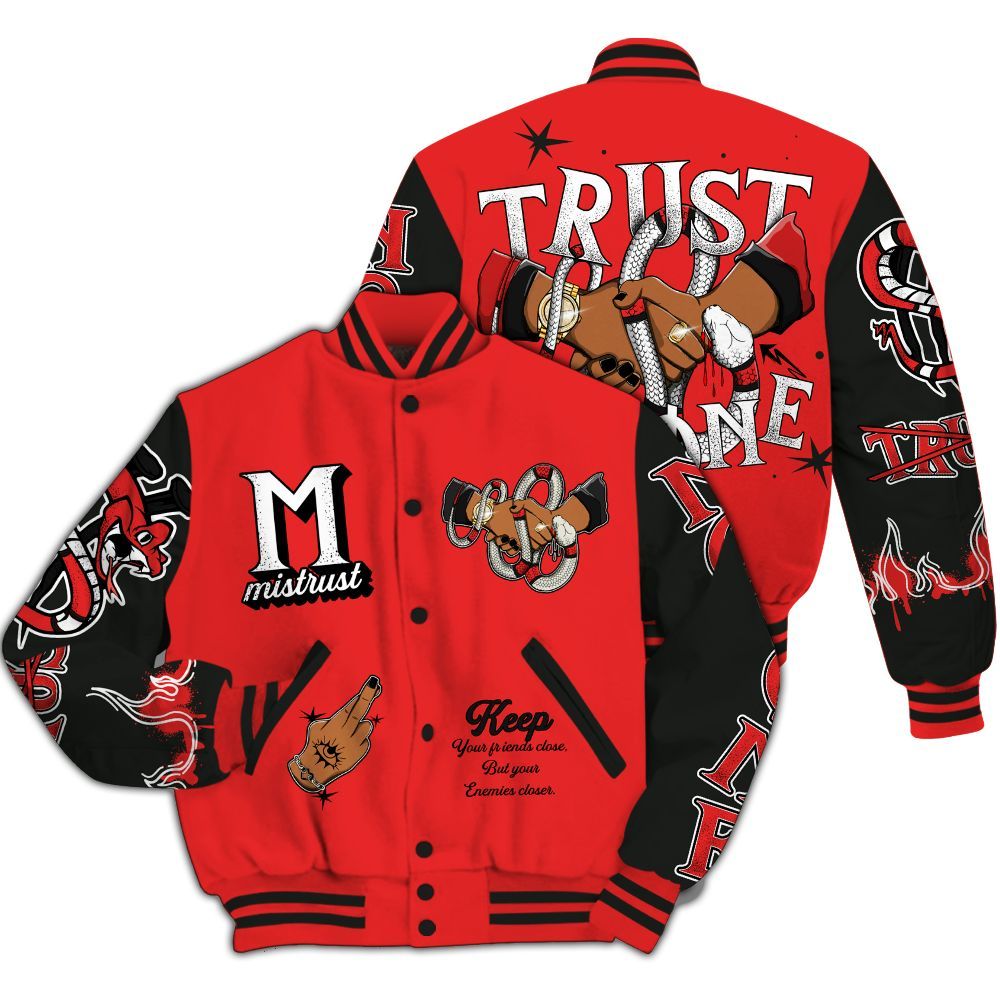 Varsity Jacket To Match Red Thunder 4s - Trust No One Snake-Bite Street Style All Over Print
