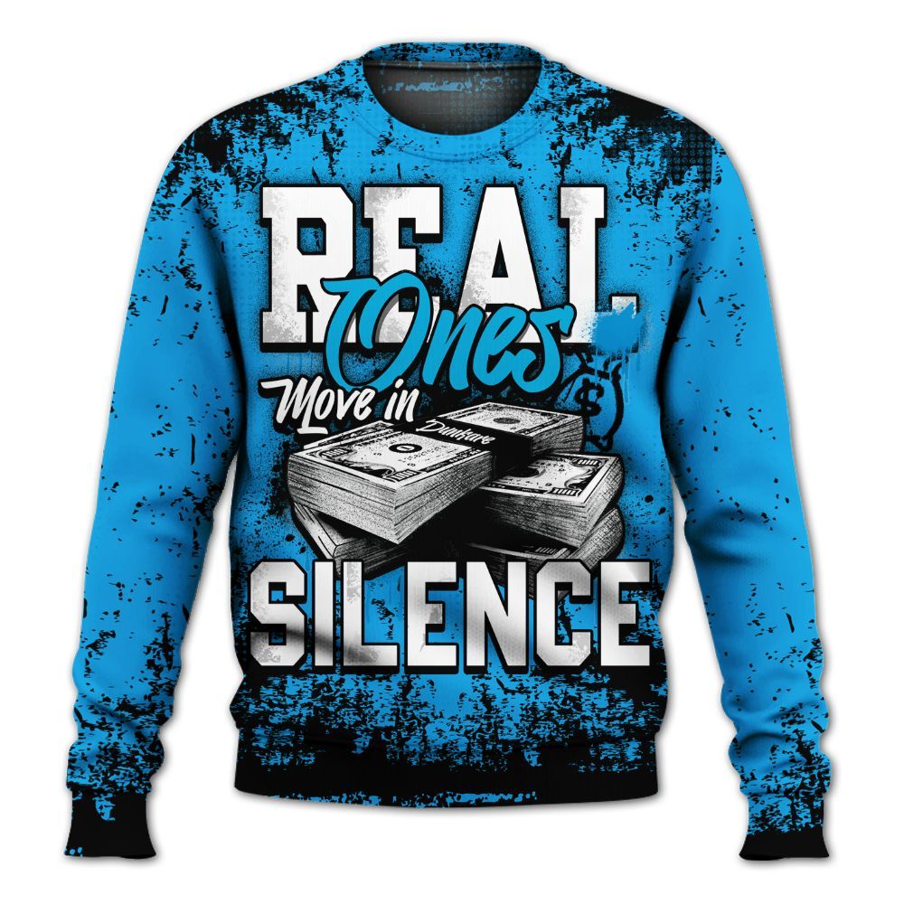 Sweatshirt To Match Black University Blue 2022 13s - Move In Silence Money Street Retro All Over Print
