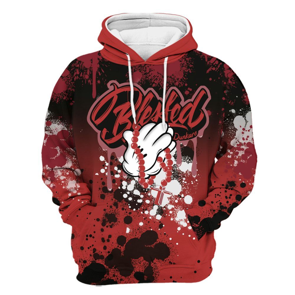 Hoodie To Match Bred Reimagined 4s - God Blessed Ink Drip All Over Print