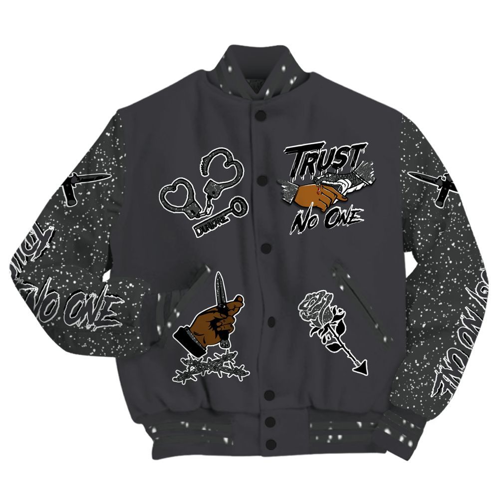 Varsity Jacket To Match Fear 4s - Trust No One Dripping All Over Print