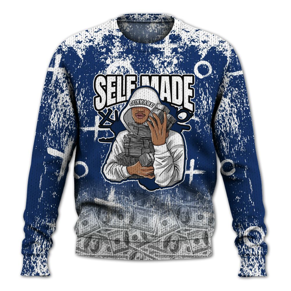 Knitted Sweater To Match High OG Deep Royal Blue 1s - Selfmade Unique Drip