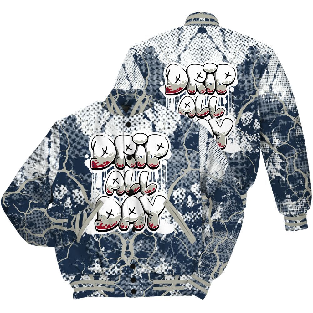 Varsity Jacket To Match White Midnight Navy 6s Shirt - DRIPPIN Days Graphic Halloween All Over Print