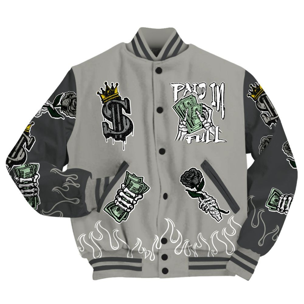Varsity Jacket To Match High Satin Shadow 1s - Fire Everybody Paid In All Over Print