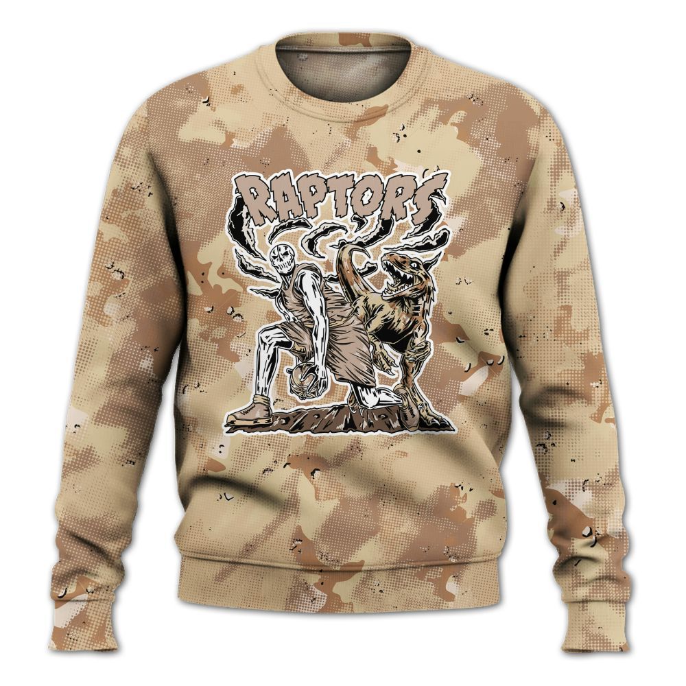 Sweatshirt To Match Desert Camo 3s - Raptors Skeleton Abstract Halftone All Over Print