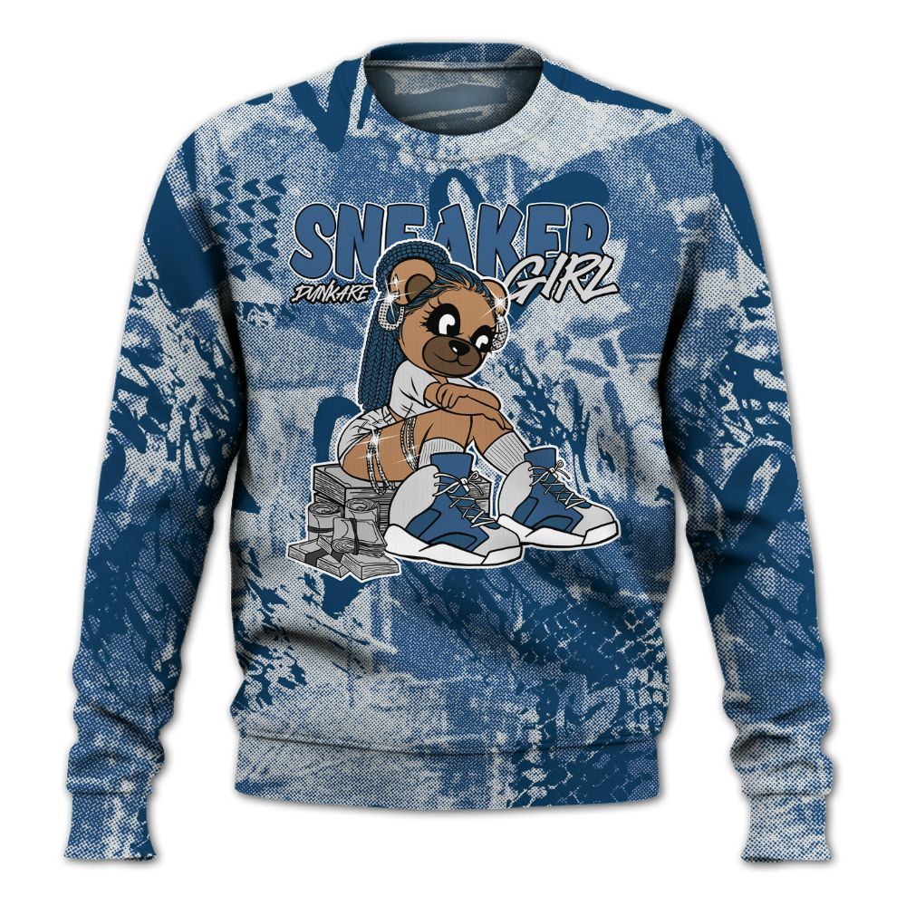 Sweatshirt To Match High OG Midnight Navy 1s - Sneaker Girl Bear Heart Grunge All Over Print
