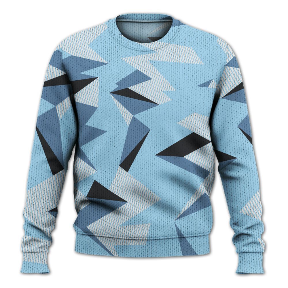 Knitted Sweater To Match Legend Blue 11s - Geometric Camouflage Pattern
