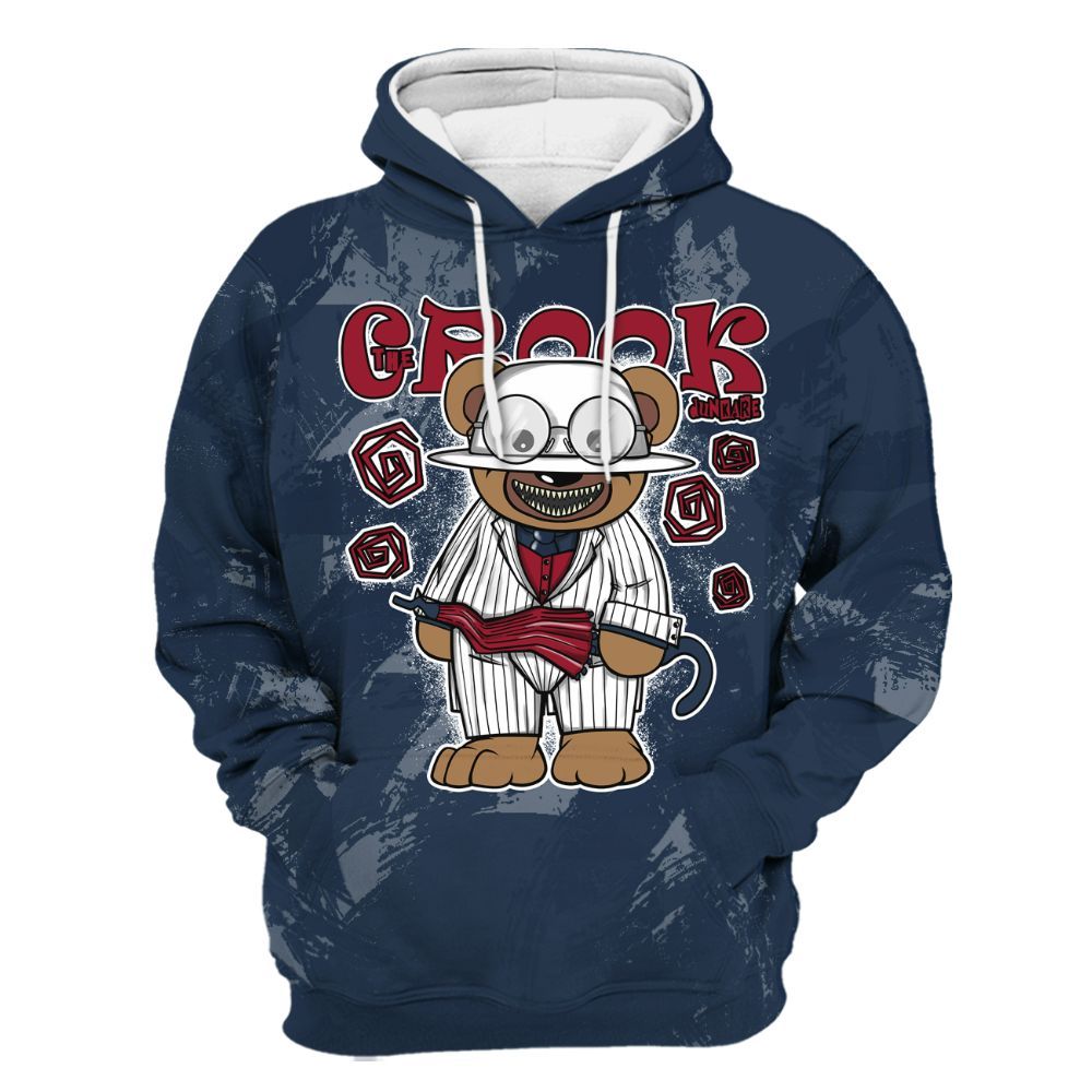 Hoodie To Match White Midnight Navy 6s - Swindler Bear Circle Slpash All Over Print