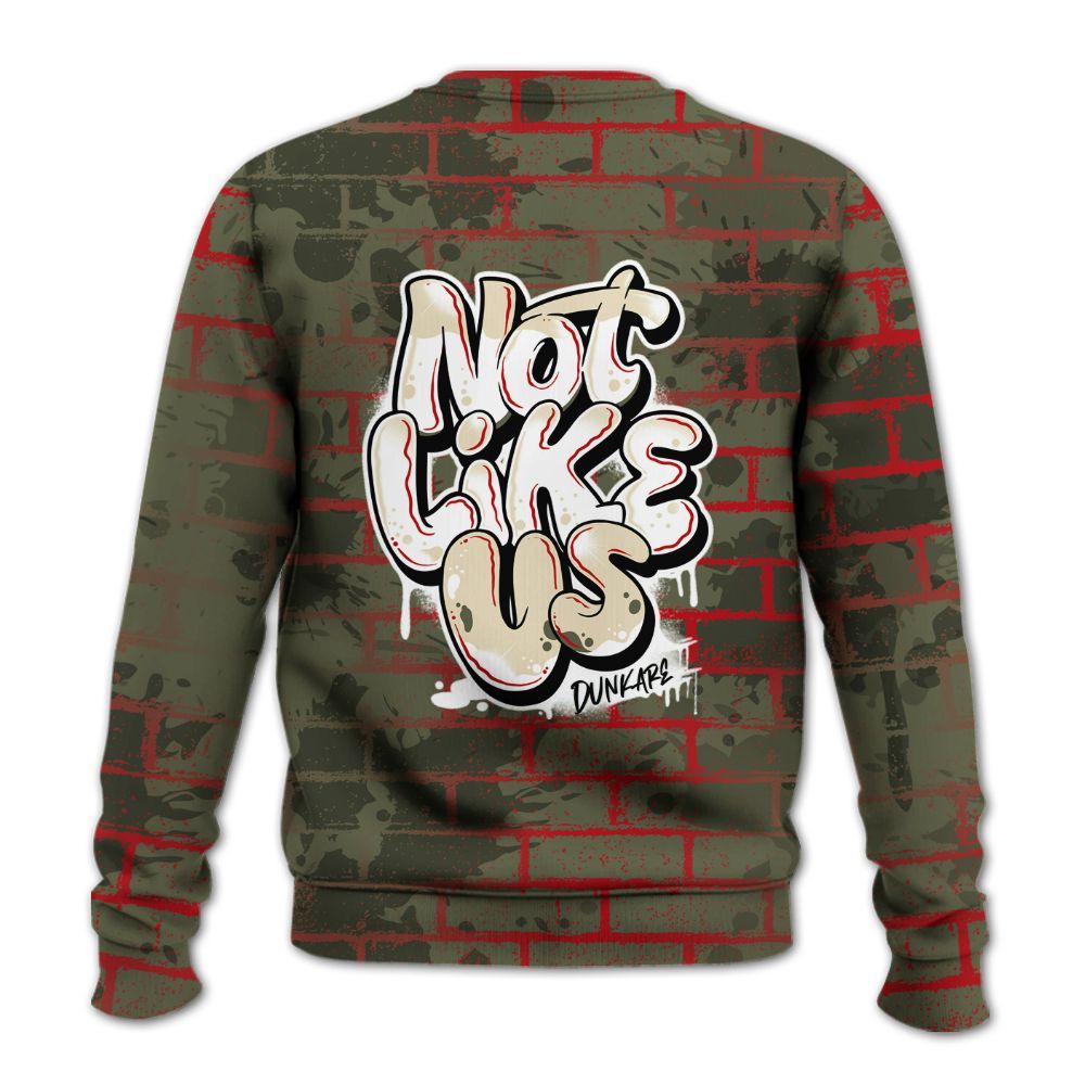 Sweatshirt To Match Travis Scott Low OG Medium Olive 1s - None Like Us Graphic Brick Art All Over Print