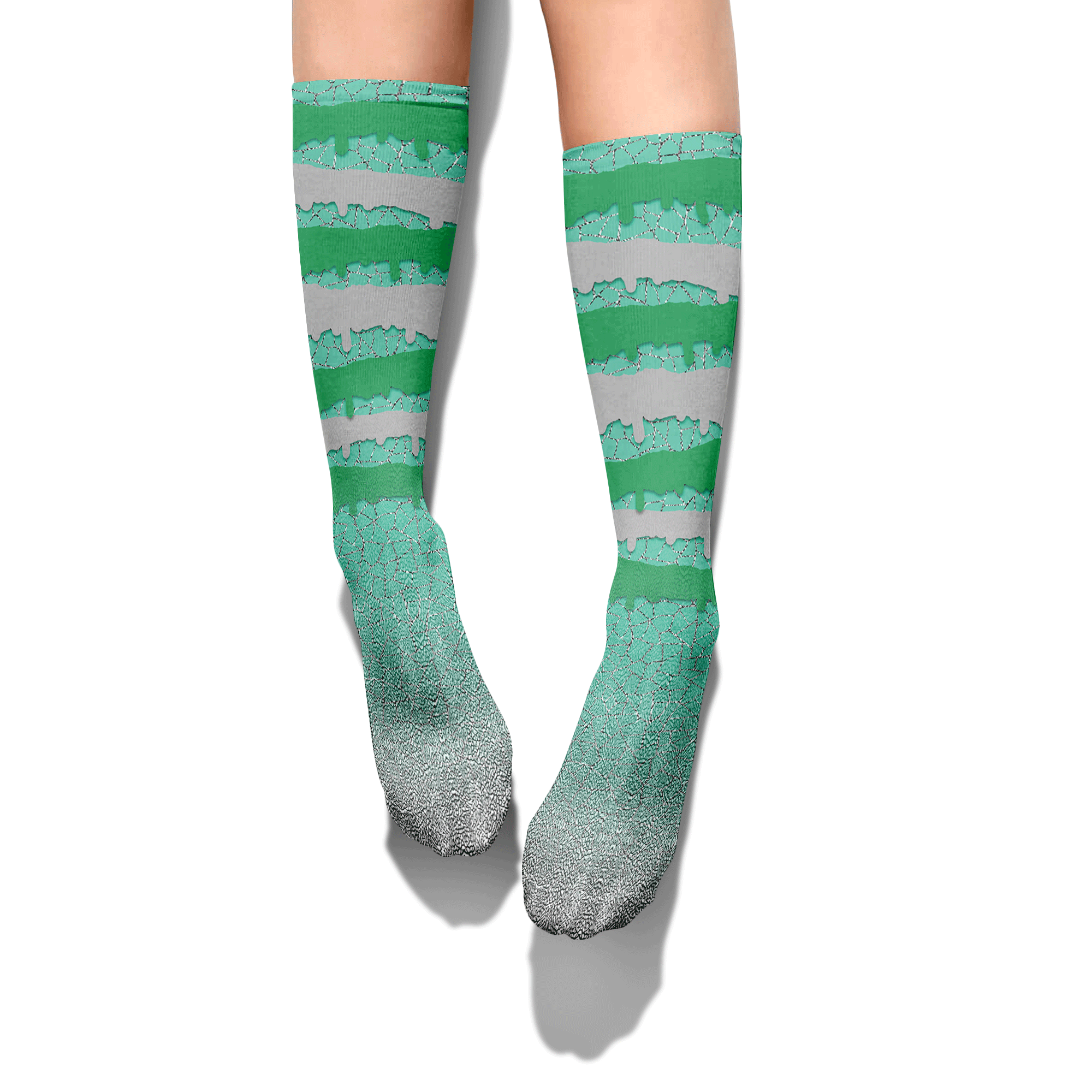 Sock To Match Black Green Glow 3s - Dripping Stripe Graphic Unisex