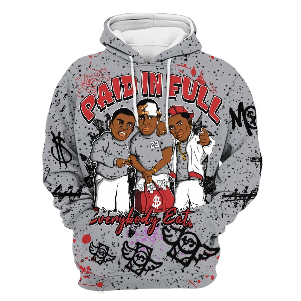 Hoodie To Match White Cement 4s - Everybody Paid In Full Crayon All Over Print