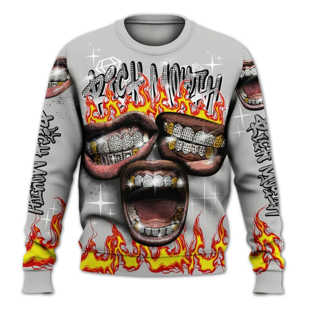 Sweatshirt To Match Retro White Oreo 4s - Rich Mouth Fire Rap Retro 90s All Over Print