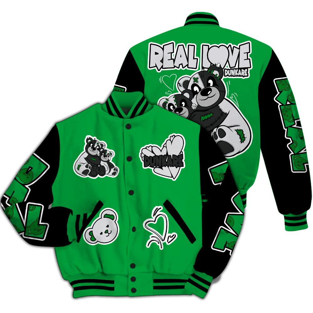 Varsity Jacket To Match Low Lucky Green 1s - Sincere Fondness Bear All Over Print