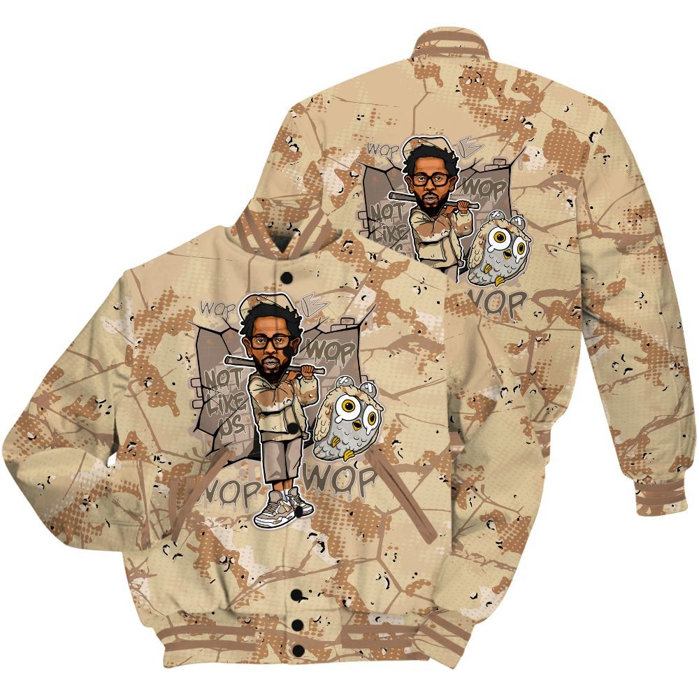 Varsity Jacket To Match Desert Camo 3s Shirt - None Like ComptonCity Graphic Crack All Over Print