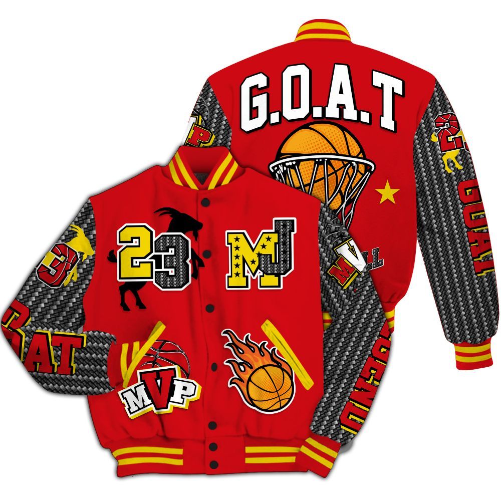 Varsity Jacket To Match Ferrari 14s - 23 Goat MVP Basketball All Over Print